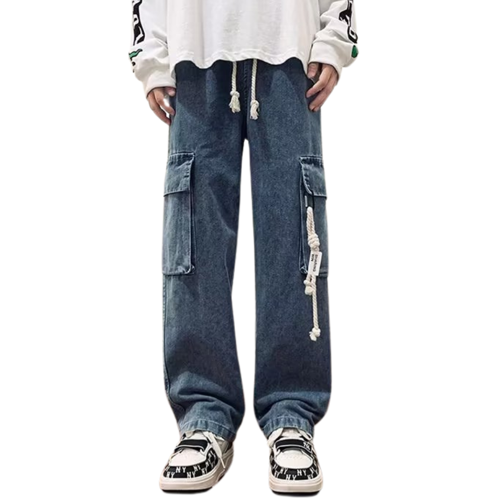 American Retro Large Pocket Sling Wide Leg Jeans