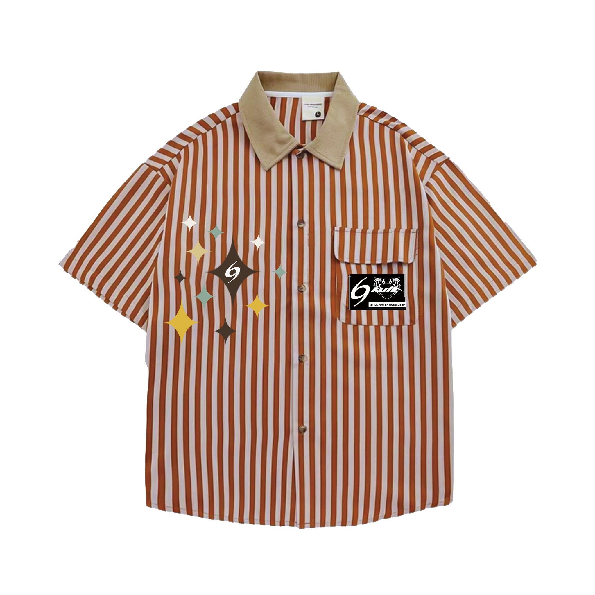 6Kull | Preppy Striped Star Embroidered Shirt