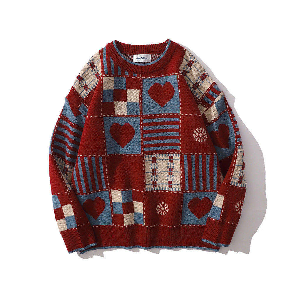 Vintage Graphic Patchwork Loose Sweater