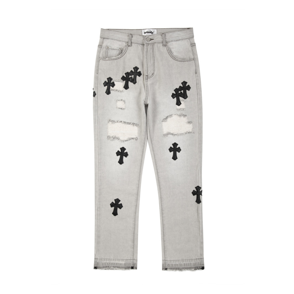 American Cross Embroidery Pre-Made Hole Jeans