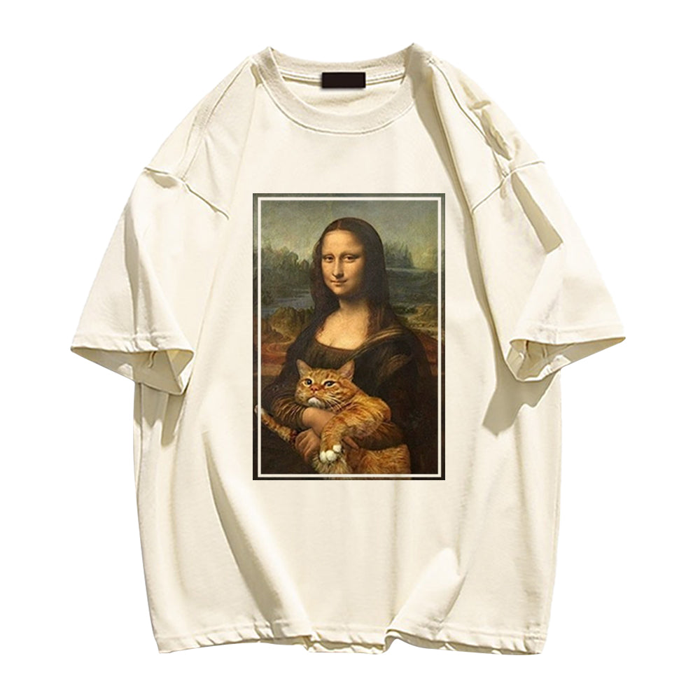 Mona Lisa Holding A Cat T-shirt