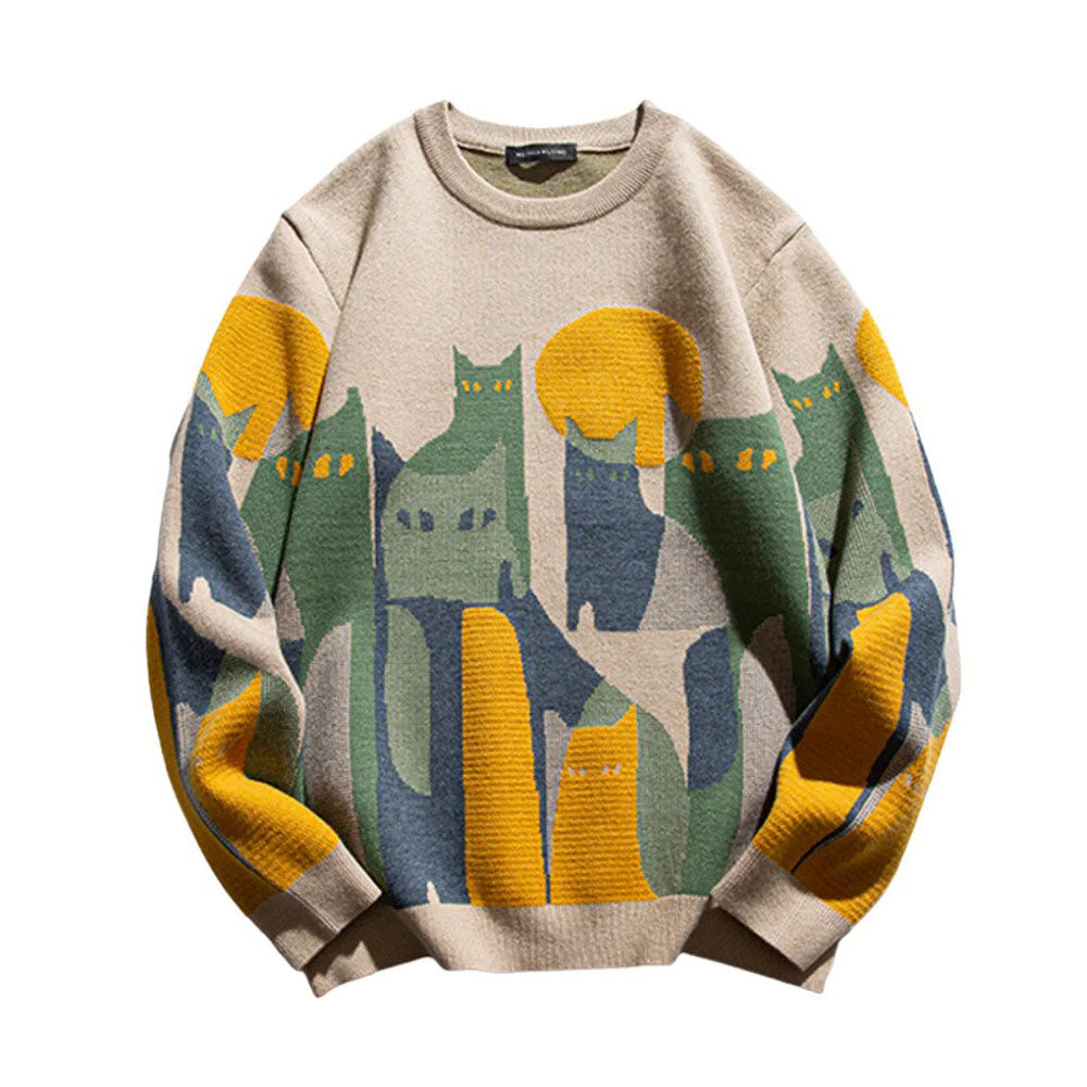 Vintage Cat Knitted Sweater
